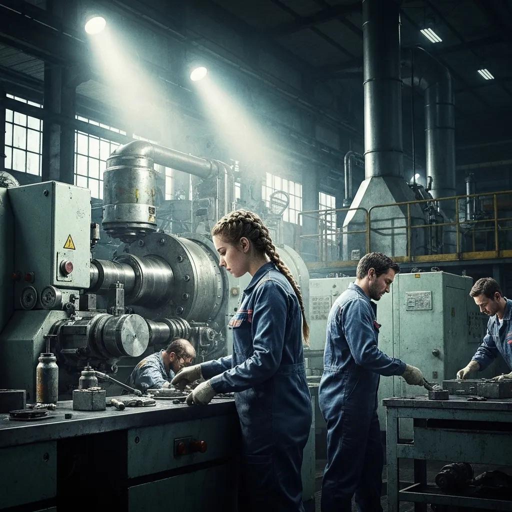 A group of HVAC technicians engaged in a collaborative team-building activity, highlighting strong camaraderie and employee engagement on a large commercial project